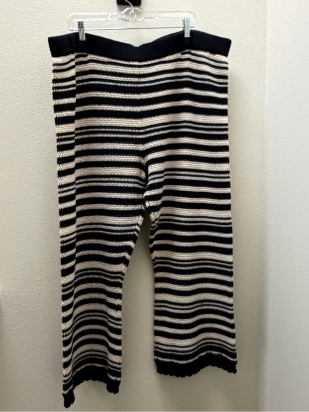 Future Collective Jenny K Lopez Cotton Striped Knit Cropped Pants Black Cream 2X